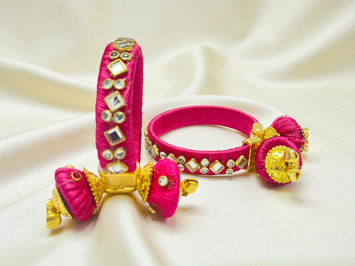 Rani Pink Lattu Hanging Bangles Pairs