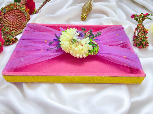 Premium Baby Pink Velvet Packing Tray with Floral Velcro Belt