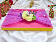 Premium Baby Pink Velvet Packing Tray with Floral Velcro Belt