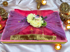 Premium Baby Pink Velvet Packing Tray with Floral Velcro Belt