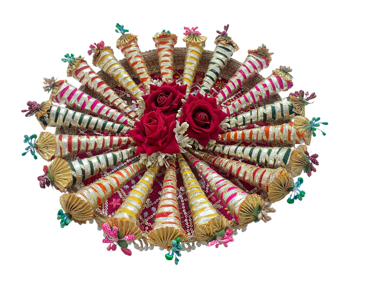 Designer Hanging Mehendi Thaal – Floral Cone Arrangement