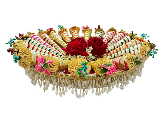 Designer Hanging Mehendi Thaal – Floral Cone Arrangement