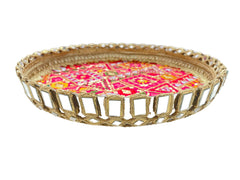 Designer Mirror Mehendi Thaal – Floral Cone Arrangement
