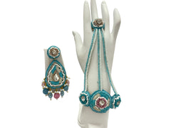 Handcrafted Pastel Blue Zardozi Jewellery