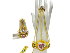 Handcrafted Pastel Yellow Zardozi Jewellery