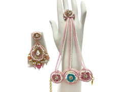 Handcrafted Pastel Pink Zardozi Jewellery