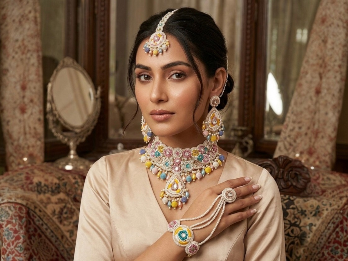 Handcrafted Daisy Zardozi Jewellery