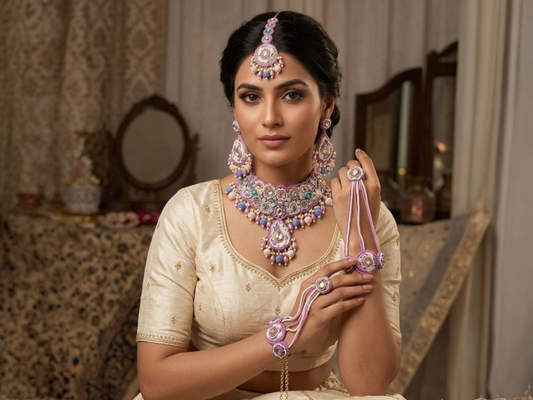 Handcrafted Multicolor Pastel  Zardozi Jewellery