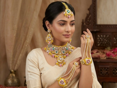 Handcrafted Pastel Yellow Zardozi Jewellery