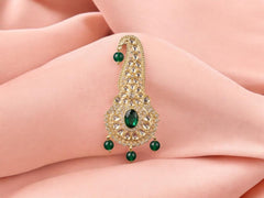 Traditional Groom kalgi with Kundan Work & Pearl Danglers - Green