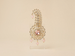 Traditional Groom kalgi with Kundan Work & Pearl Danglers - Baby Pink