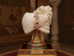 Traditional Groom kalgi with round Kundan Work & Pearl Danglers - Pink