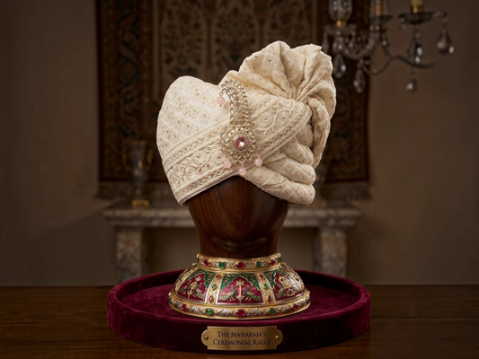 Traditional Groom kalgi with Kundan Work & Pearl Danglers - Baby Pink