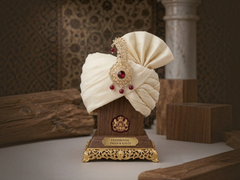 Traditional Groom kalgi with Kundan Work & Pearl Danglers - Maroon