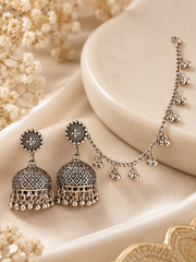 Navratri Ghungroo Oxidised Jhumka Earrings