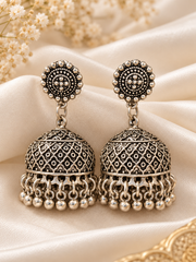 Navratri Ghungroo Oxidised Jhumka Earrings