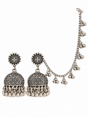 Navratri Ghungroo Oxidised Jhumka Earrings