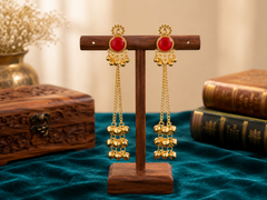 Artisan Peacock Motif Dangle Earring Combo - Set of 3 Pairs (Turquoise, Black, Red)