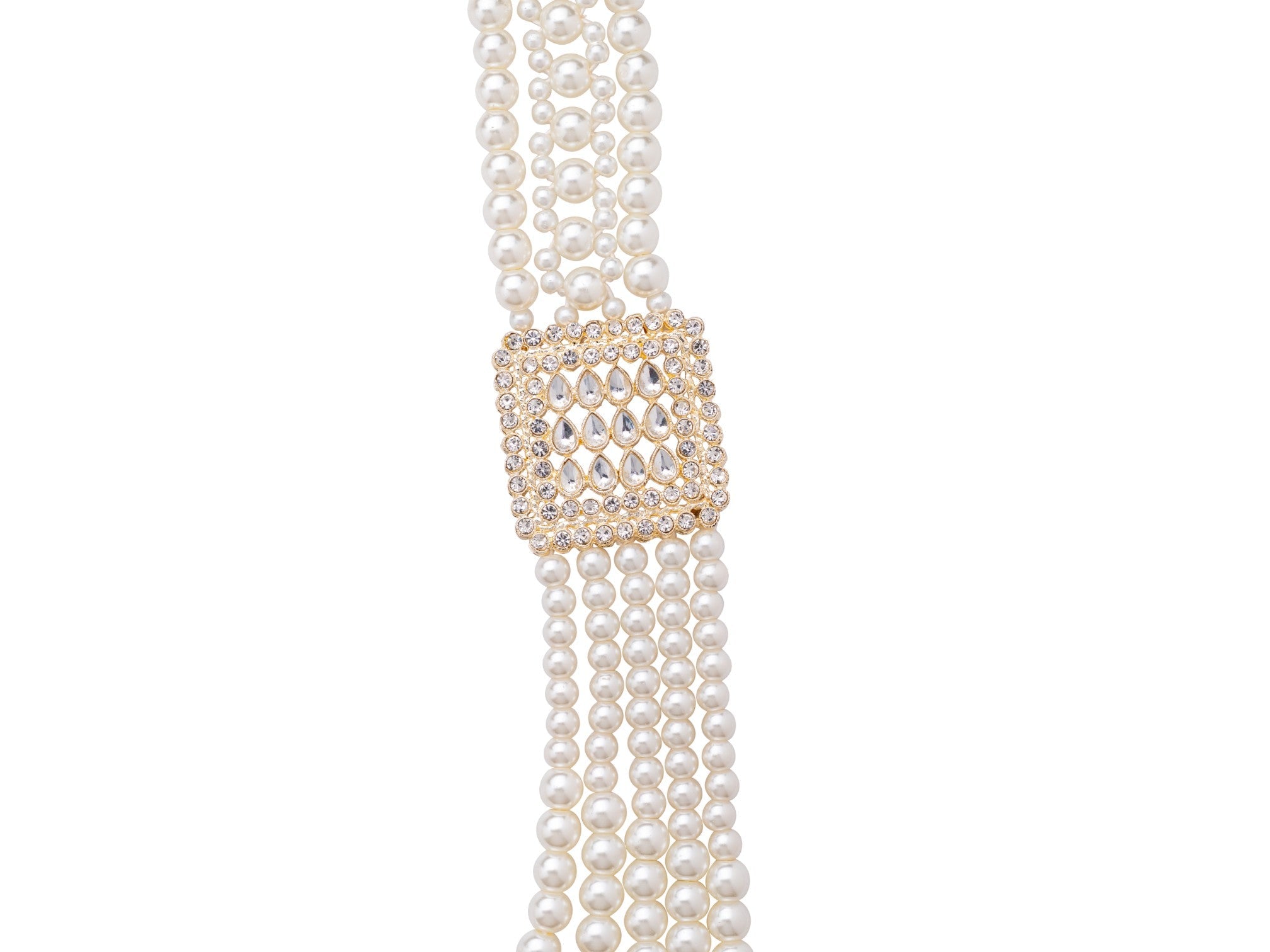 King style Multi-Layer Pearl Groom Mala with Kundan Work