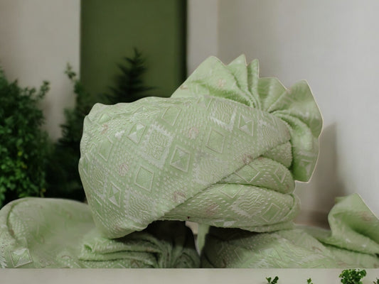Light Green Baraati Pagdi with Self-Design (Pack of 10)