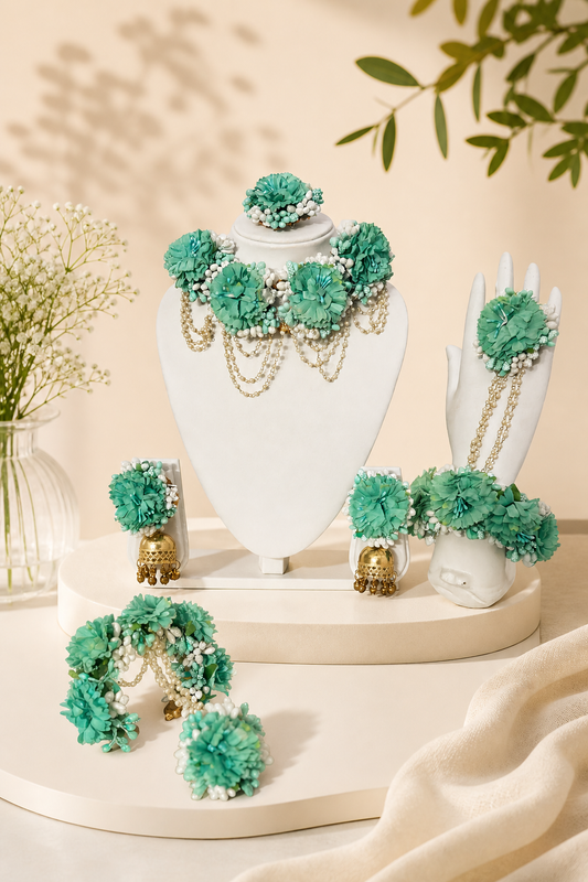 Mint Elegance Bridal Floral Jewellery