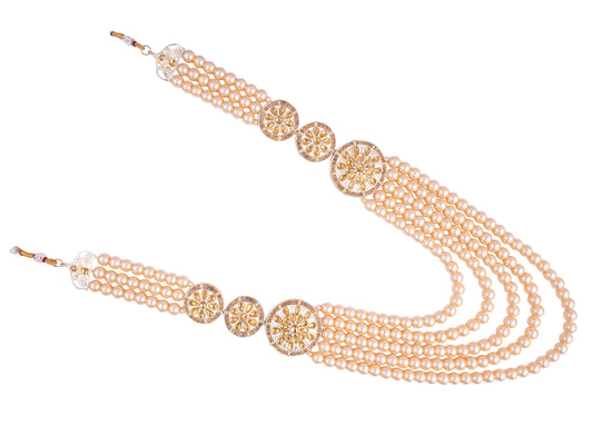 Minimalistic Multi-Layer Groom’s Mala with Kundan Accents - Golden