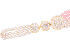 Minimalistic Multi-Layer Groom’s Mala with Kundan Accents - Peach