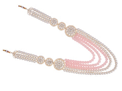 Minimalistic Multi-Layer Groom’s Mala with Kundan Accents - Peach