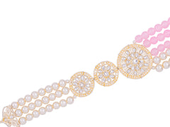 Minimalistic Multi-Layer Groom’s Mala with Kundan Accents - Pink