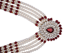 Multi-Strand Groom Necklace with Red Centerpiece
