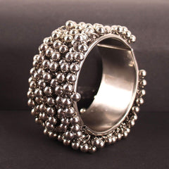 Rajputana Silver Beaded Statement Cuff