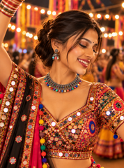 Navratri Rangtaali – Multicolour Oxidised Traditional Tribal Choker Necklace