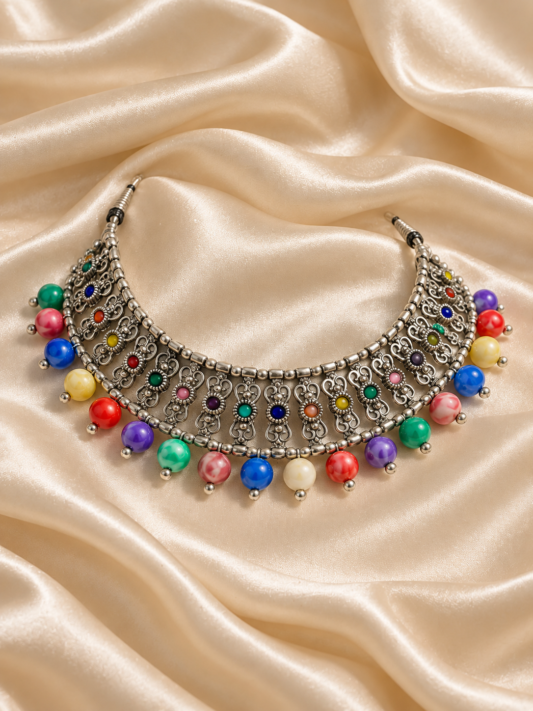 Navratri Rangtaali – Multicolour Oxidised Traditional Tribal Choker Necklace
