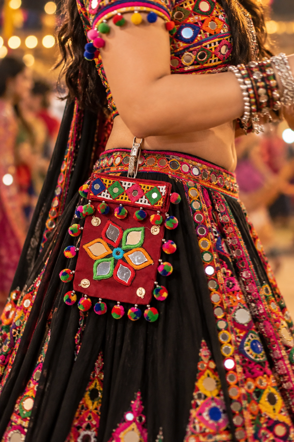 Rang Rasiya Red Mirror Work Navratri Potli Purse