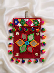Rang Rasiya Red Mirror Work Navratri Potli Purse