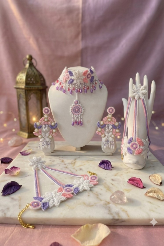 Pastel Bloom Handcrafted Beaded Jewelry Set