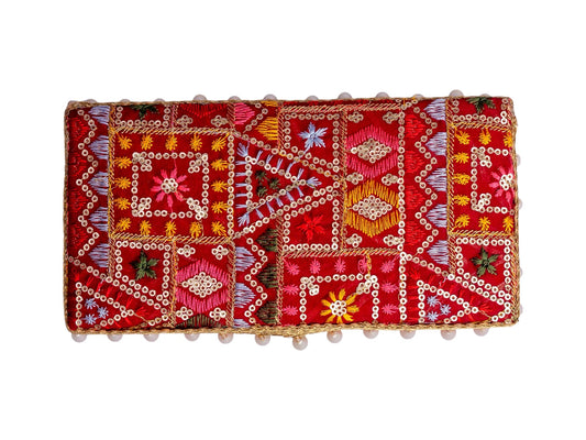 Phulkari Handcrafted Cash Box- Maroon