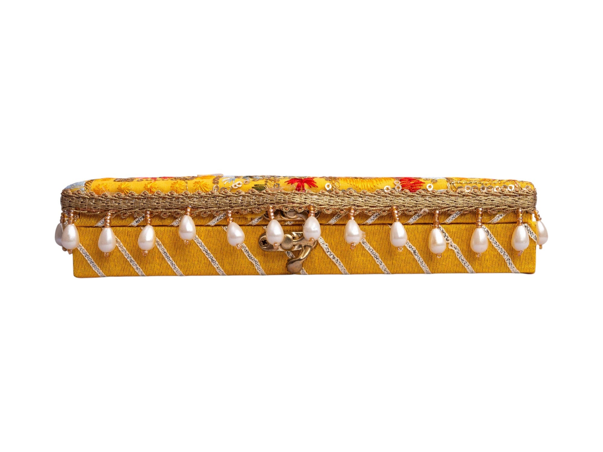 Phulkari Embroidered Cash Box -Yellow