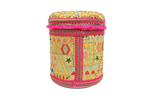 Phulkari Handcrafted box - Yellow