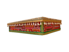 Phulkari Handcrafted Chowki  - Maroon