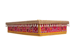 Phulkari Handcrafted Chowki  - Rani Pink
