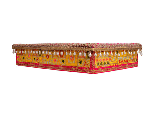 Phulkari Handcrafted Chowki  - Yellow