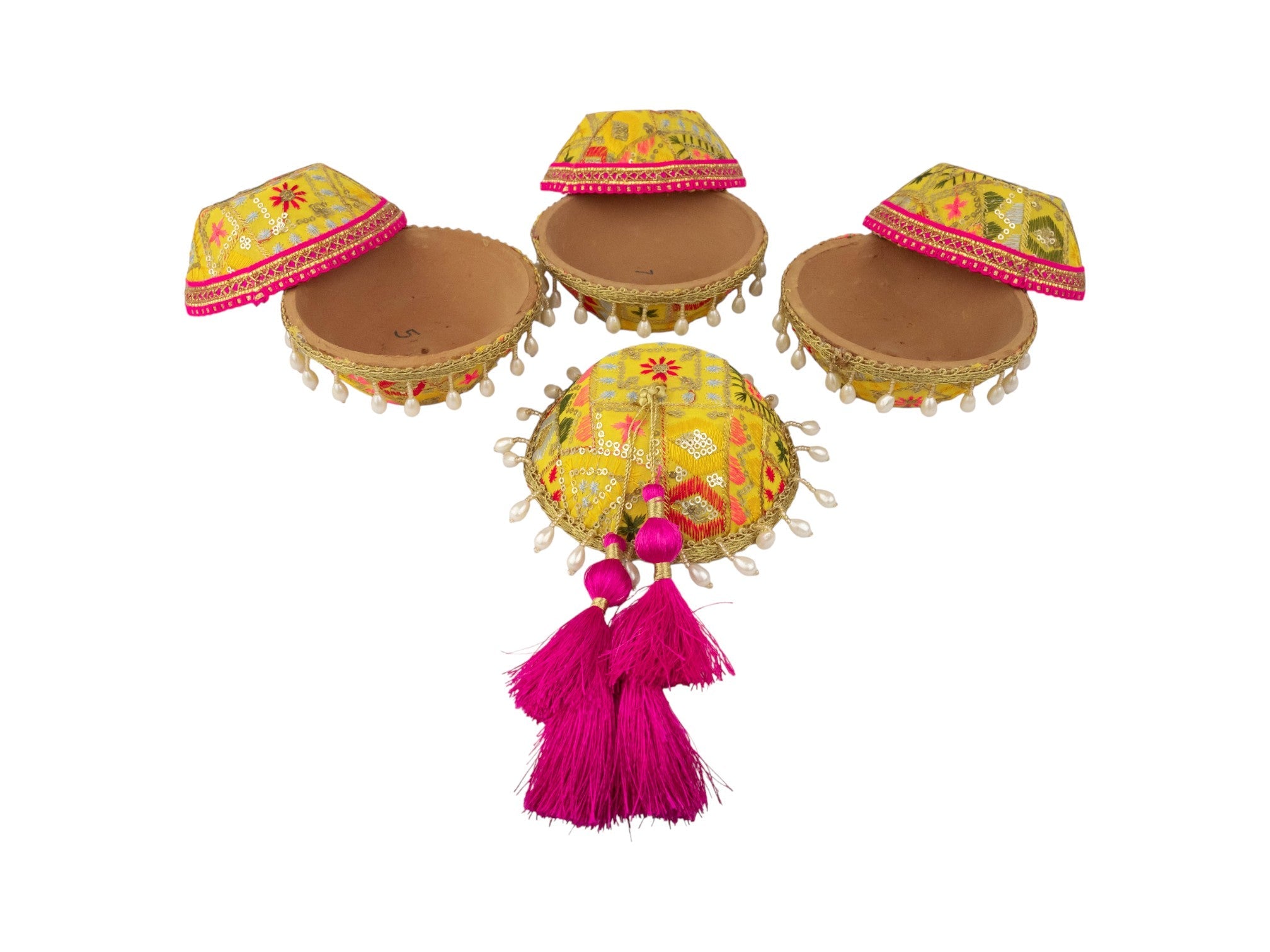 Phulkari Handcrafted manda  - Yellow