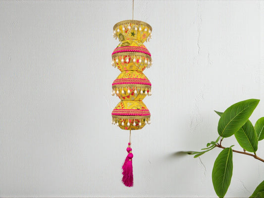 Phulkari Handcrafted manda  - Yellow