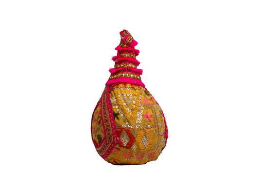 Phulkari Handcrafted nariyal  - Yellow