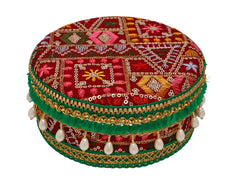 Phulkari Handcrafted Laddoo Box  - Maroon