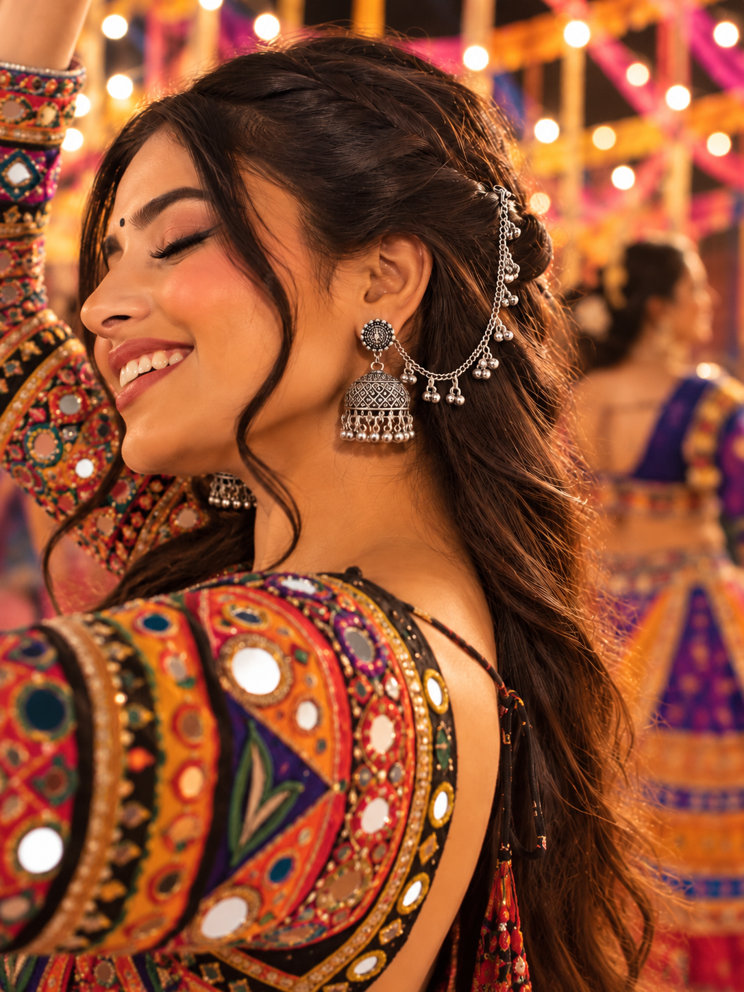 Navratri Ghungroo Oxidised Jhumka Earrings