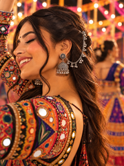 Navratri Ghungroo Oxidised Jhumka Earrings