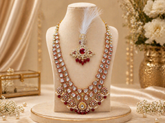 Rajsi Kundan Groom Necklace and Kalangi Set  - Red