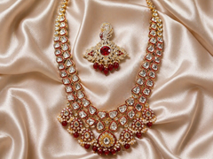 Rajsi Kundan Groom Necklace and Kalangi Set  - Red
